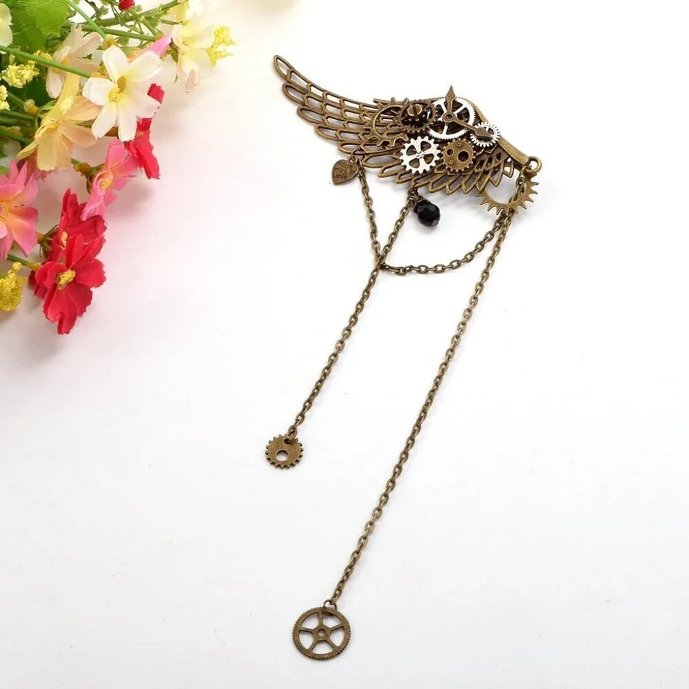 Vintage Steampunk Hair Clip Gear Decor Gothic Unisex One Size